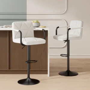 Modern Adjustable Swivel Bar Stool with Metal Base and Cushioned Seat