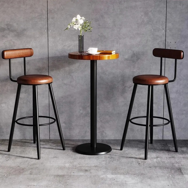 Iron bar chairs, high stools, bar chairs, home backrests, bar stools, minimalist front desk, high legged tables and chairs