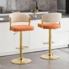 Bar Stools Set of 2, Adjustable Swivel Counter Height Bar Stools with Back and Footrest, PU Leather Bar Chairs for Kitchen Dinin