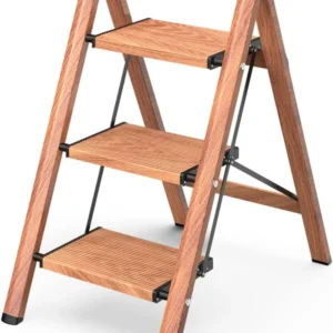 3 Step Ladder,Aluminum Folding Step Stool with Anti-Slip Sturdy and Wide Pedal, Portable Stepladder for Home and Kitchen