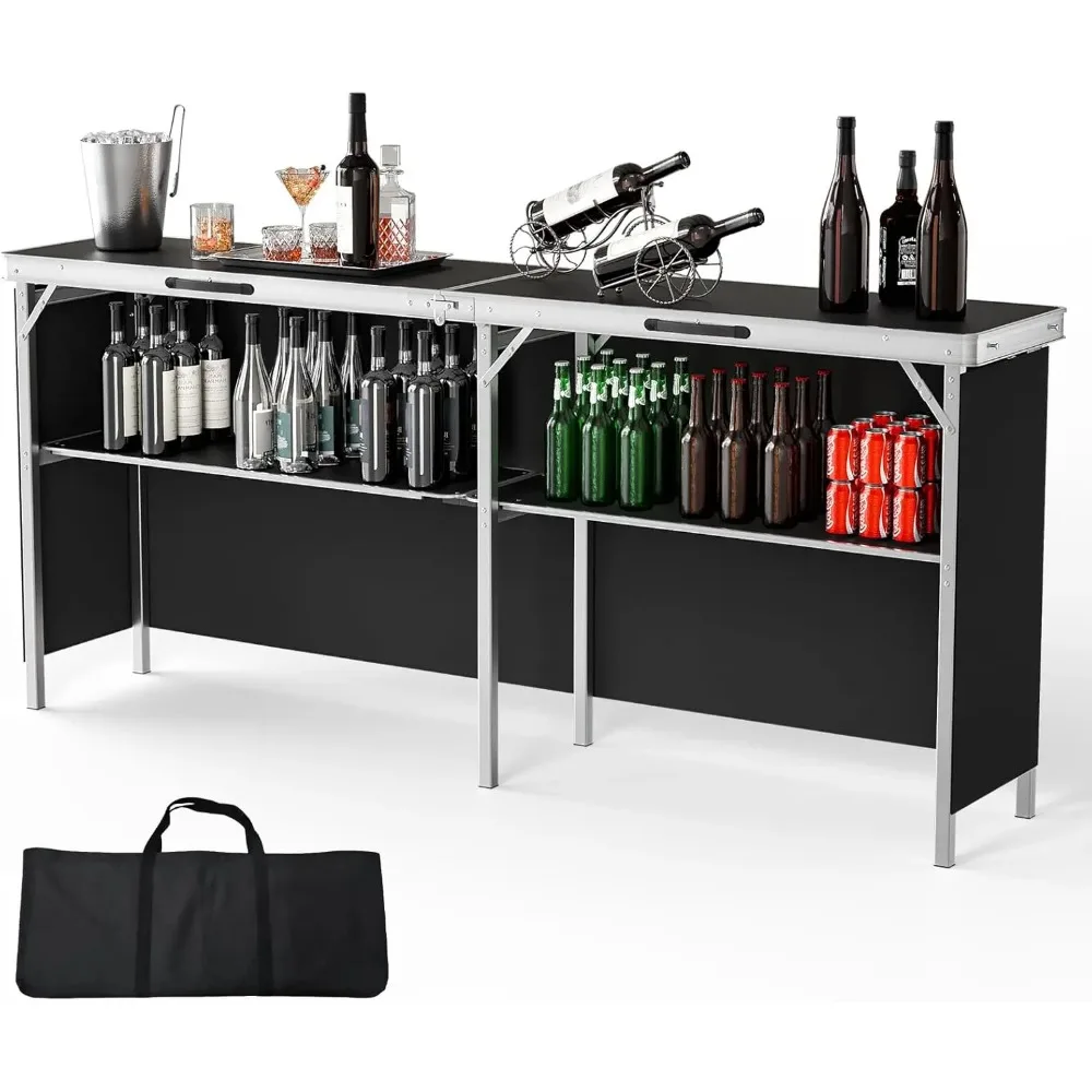 78" Extra Long Portable Bar Table, Mobile Bar Table for Events, Pop-Up Folding Bar Table, Party, Camping, Picnic, Tradeshow,