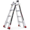 18-Foot Reach Aluminum Step Ladder, 5-in-1 Multi-Position Frame, Silver